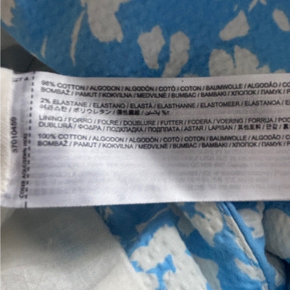 NWT Mango Ruched Floral Midi Skirt Blue White Summer Cottagecore Size M - Picture 5 of 5